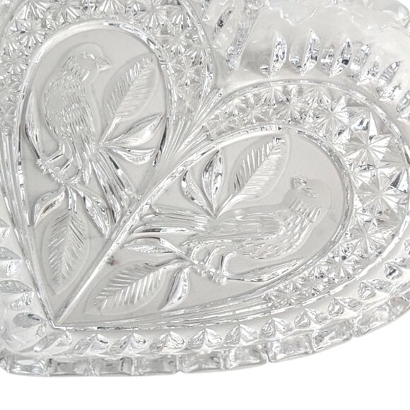 Vintage Hofbauer Byrdes Crystal Heart Dish: Lovebirds Design - Picture 4 of 6
